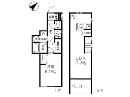 石橋ガーデンハウス(1LDK)の間取り写真