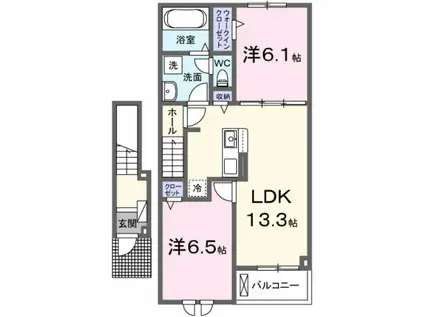 名鉄名古屋本線 岐南駅 バス乗車時間：24分 （コミバス）伏屋第四バス停で下車 徒歩8分 2階建 新築(2LDK/2階)の間取り写真