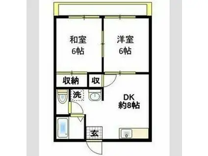 サンシティ稲毛(2DK/2階)の間取り写真