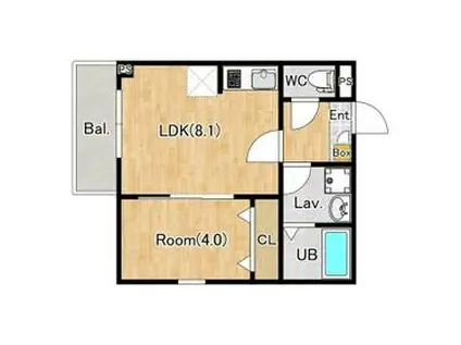 ジーメゾン春日部道順川戸(1LDK/3階)の間取り写真