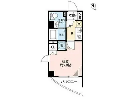 エクセリア渋谷富ヶ谷(1K/4階)の間取り写真