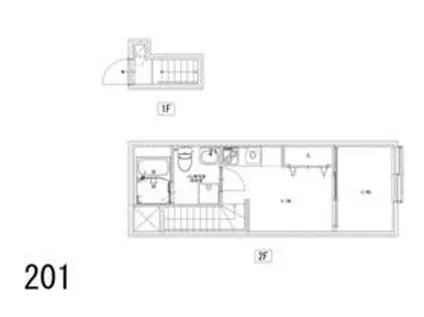 ソルナクレイシア桜新町Ⅱ(1DK/1階)の間取り写真