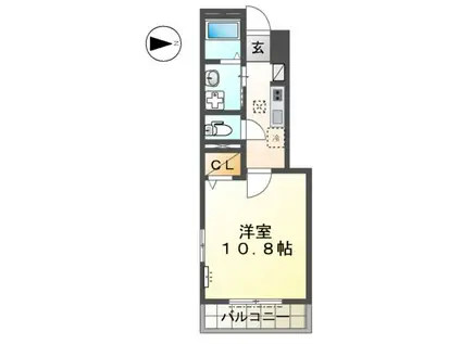  ベリモ(1K/1階)の間取り写真