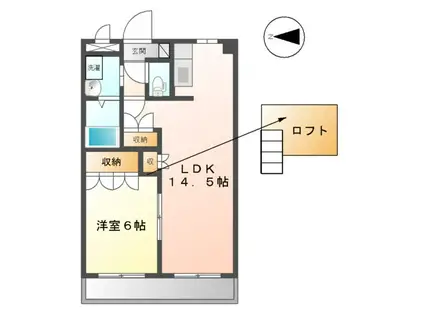 フォルトゥーナ(1LDK/2階)の間取り写真