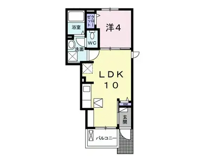 ブローテⅡ(1LDK/1階)の間取り写真