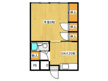 福島マンション(1DK/1階)の間取り写真