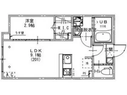 KEIAI RESIDENCE 北習志野(1LDK/2階)の間取り写真
