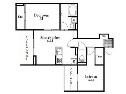 シャトネルB(2DK/3階)の間取り写真
