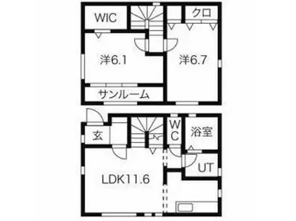 東北本線 宇都宮駅 徒歩37分 2階建 築13年(2LDK)の間取り写真