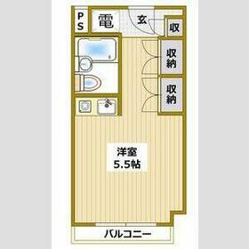 アミティ衣笠(ワンルーム/2階)の間取り写真