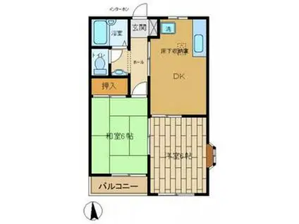 リューベルⅠ(2DK/2階)の間取り写真