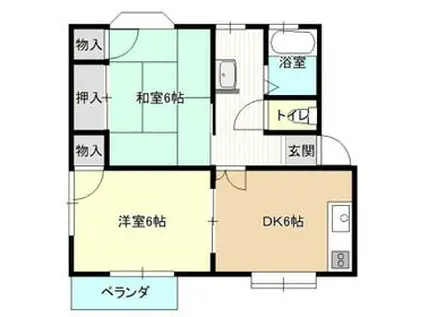 ベルデュールII(2DK/1階)の間取り写真