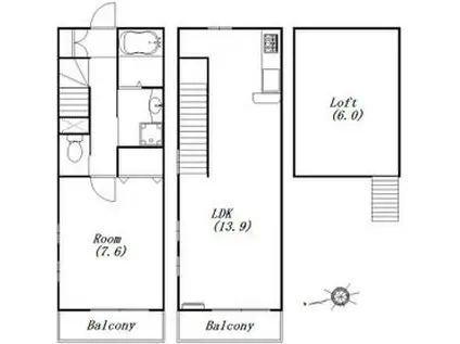 ボワ・リジェール・トワ(1SLDK)の間取り写真