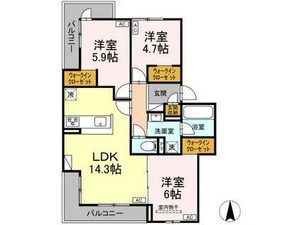 DーROOM長泉町竹原PJ 工事(3LDK/2階)の間取り写真