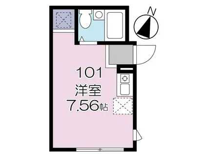 DAWN LODGE ドーンロッジ(ワンルーム/1階)の間取り写真