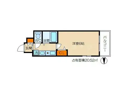 エスリード東梅田(1K/7階)の間取り写真