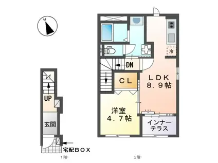 四日市市赤堀アパート(1LDK/2階)の間取り写真
