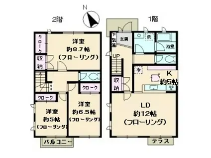 寺尾台テラスハウス(3LDK)の間取り写真
