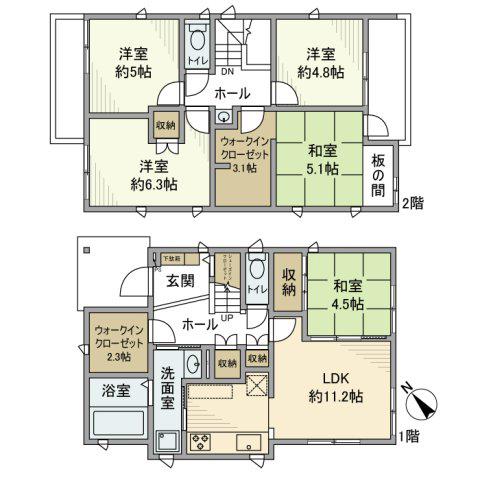 東京都新宿線 船堀駅 徒歩15分 2階建 築13年(5LDK)の間取り写真