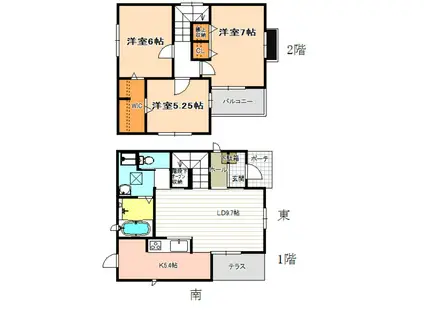名古屋臨海高速鉄道 荒子川公園駅 徒歩18分 2階建 築10年(3LDK)の間取り写真