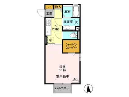 ディアコート エヌⅡ Ⅱ(1K/2階)の間取り写真