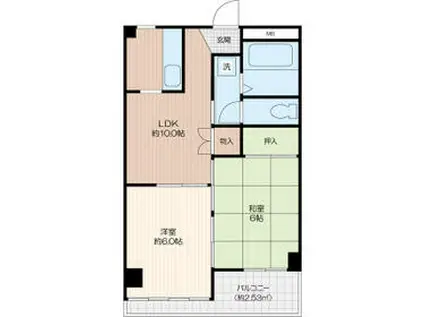 ディアコート東金(2LDK/3階)の間取り写真