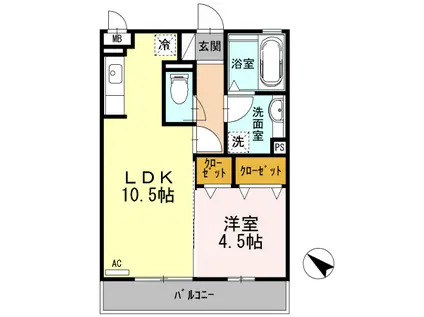 マンダリーナ(1LDK/3階)の間取り写真