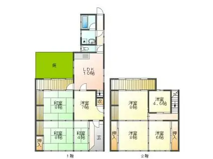 東海道本線 美濃赤坂駅 徒歩7分 2階建 築67年(6LDK)の間取り写真