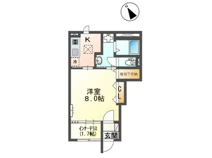 コンフォルトⅡ(1K/1階)の間取り写真