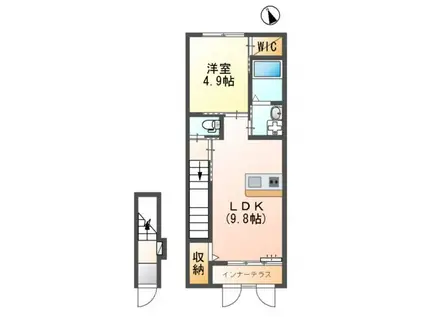 エスポワールⅡ(1LDK/2階)の間取り写真