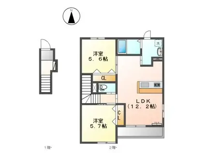ルミエール青山(2LDK/2階)の間取り写真