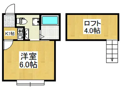 アノンテラス・ランドⅠ(1K/2階)の間取り写真