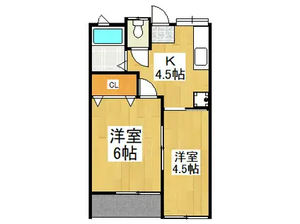 レジデンスパーシモン(2K/2階)の間取り写真