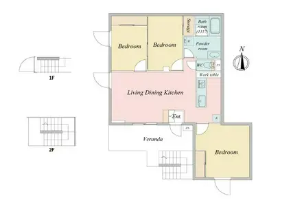 ベルメゾン中村橋ノース　NW(3LDK)の間取り写真