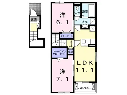 ヴェル・モカⅡ(2LDK/2階)の間取り写真