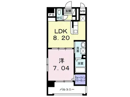 サウス ヒルズ ウーフ(1LDK/3階)の間取り写真