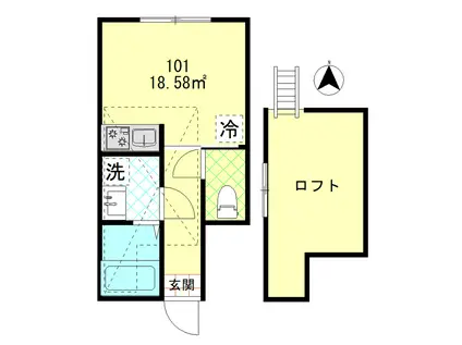ロータスⅡ(ワンルーム/1階)の間取り写真