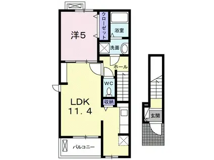 ブローテⅠ(1LDK/2階)の間取り写真