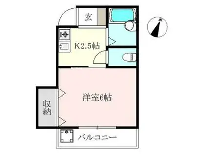 フォーラム平野(1K/2階)の間取り写真