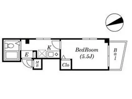 ロワール新川通(1K/2階)の間取り写真