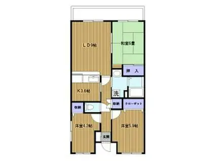 クラインデァ・ベルク2(3LDK/3階)の間取り写真