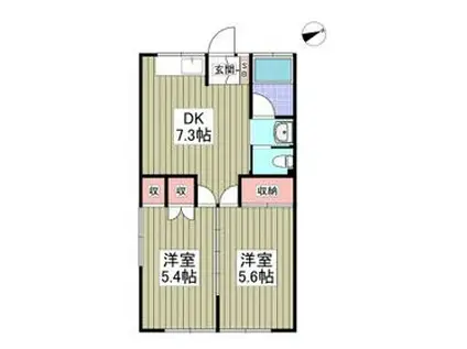 プランドール行田(2DK/1階)の間取り写真