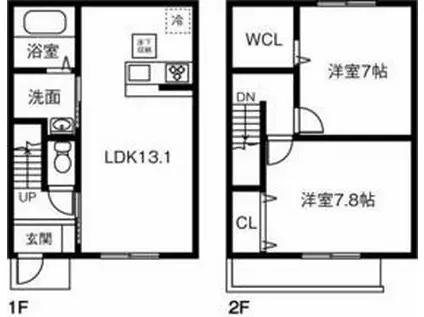 ＭＡＩＳＯＮＥＴＴＥ　ＬＡＮＤ　込野　Ａ(2LDK)の間取り写真