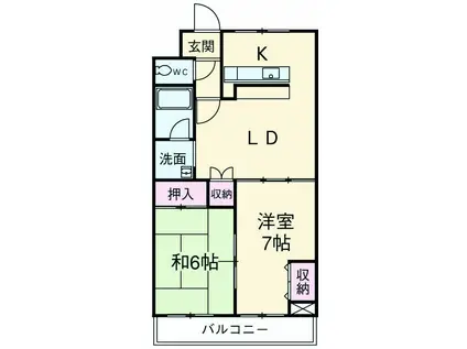 ベルヴィラージュ弐番館(2LDK/4階)の間取り写真