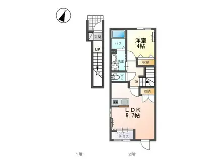 鵜沼西町T様アパート(1LDK/2階)の間取り写真