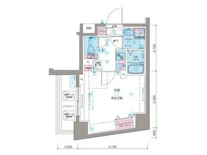 ガリシア新宿ノース2(1K/9階)の間取り写真