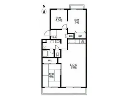 エステート夏見1号棟(3LDK/3階)の間取り写真