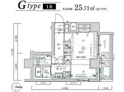 MAXIV武蔵新城TRE(ワンルーム/6階)の間取り写真