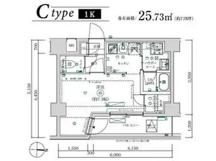 MAXIV武蔵新城TRE(1K/5階)の間取り写真