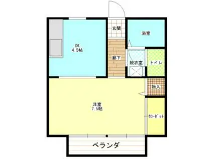 クレセントY(1DK/1階)の間取り写真